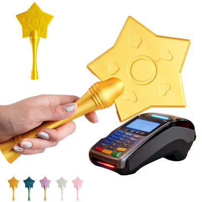 Produktbild von Zauberstab Kartenhalter – kontaktloser Sternenstab, EDC, Silk PLA, 30 cm – Gold