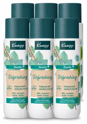 Imagen del producto de 6 unidades de gel de ducha Kneipp, refrescante, con menta y eucalipto, 200 ml cada uno. Paquete económico