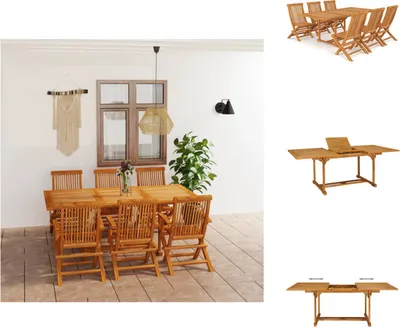 Produktbild von vidaXL 7-tlg. Garten-Essgruppe Massivholz Teak -  Gartenmöbel-Sets