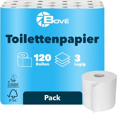 Obrázok produktu pre Toaletný papier 3-vrstvový, 120 rolí, 125 útržkov, biely, celulóza, pre kúpeľňu
