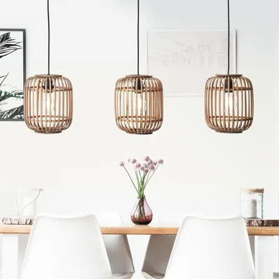 Produktbild von 3 flammige Hängelampe - Pendelleuchte Nature-Style - kürzbar 1m Breite