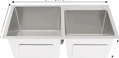 Obrázek produktu pro Kuchyňský dřez, dvojitá mísa, nerezová konstrukce, stříbrný