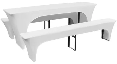 Obrázok produktu pre vidaXL 3-dielna súprava obalov na pivný stôl a lavice biela 220x70x80 cm