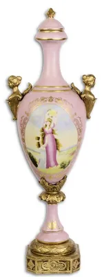 Immagine prodotto di Casa Padrino Vaso barocco con coperchio Rosa / Oro 16,9 x 13 x H. 50 cm - Accessori Barocco e Art Nouveau Deco