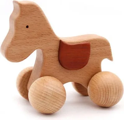 Produktbild von Holz Greifpferd Greifspielzeug aus Buchen Holz Baby Spielzeug Kleinkinder Spielzeug Schiebespielzeug