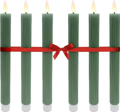 Image de Bougies coniques sans flamme à LED, en cire véritable, lot de 6