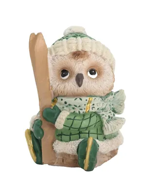 Produktbild von Deko Eule mit Ski Uhu Kauz Tier Vogel Figur Skulptur Schneeeule Schleiereule