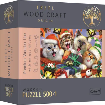 Zdjęcie produktu dla TREFL Wood Craft Origin Puzzle Świąteczne koty 501 elementów