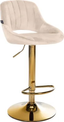 Produktbild von CLP Barhocker Milet Samtbezug höhenverstellbar drehbar mit Rückenlehne creme Gestell Farbe gold