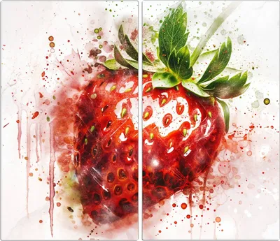 Produktbild von Spritzschutz Herdabdeckplatte Schneidebrett aus Glas Erdbeerkunstwerk 2-Teilig (60x52cm)