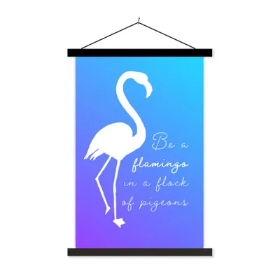 Produktbild von MuchoWow® Textilposter Blau - Weiß - Flamingo 40x60 cm mit schwarzem Rahmen - Wanddekorationen