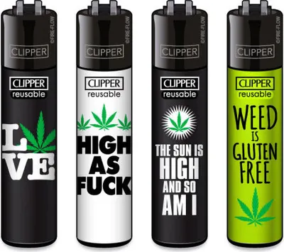 Produktbild von Clipper Reibradfeuerzeuge Weed Slogan #15, 4 Stück