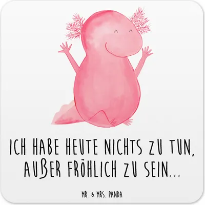 Produktbild von Mr. & Mrs. Panda Getränkeuntersetzer Axolotl Hurra 15er Set - Weiß - Geschenk, Spaß, Axolot, Coaster, Freude, Getränke-Untersetzer, Tischuntersetzer, Glas-Untersetzer