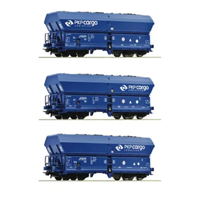 Produktbild von ROCO Set mit 3 Selbstentladewagen Bauart Falns PKP Cargo Ep.VI 76046 Spur H0
