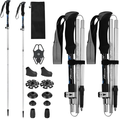 Immagine prodotto di Bastoncini da trekking - Pieghevoli - Regolabili - Leggeri - Telescopici - Con accessori inclusi - Altezza regolabile da 110 a 125 cm