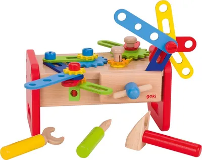 Image de Goki Établi en bois 40 pièces pour enfants | Établi boîte à outils