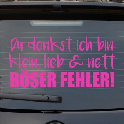 Produktbild von Heckscheibenaufkleber Denkst ich bin klein lieb nett Böser Fehler 54x54 cm Pink Auto Aufkleber Sticker