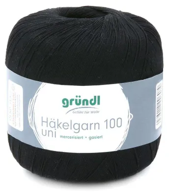 Produktbild von Gründl Häkelgarn 100 Filethäkeln 100% Baumwolle 100g/566m NS 1,5-2 mm Stärke 10 schwarz (129)