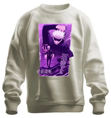 Productafbeelding van Gojo Satoru Jujutsu Kaisen, wit haar, anime, esthetisch, uni sweatshirt, natuur, maat 3XL