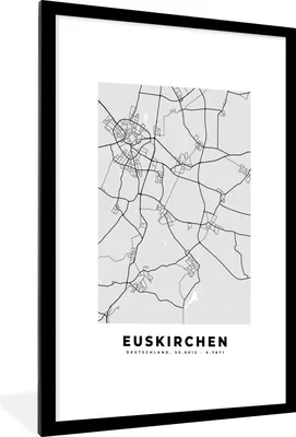 Produktbild von MuchoWow® Gerahmtes Poster Euskirichen - Stadtplan - Karte - Deutschland 60x90 cm - Poster mit Schwarzem Bilderrahmen Wandposter Rahmen Foto Bilder - Dekoration - Wandposter Wohnzimmer - Hochwertig