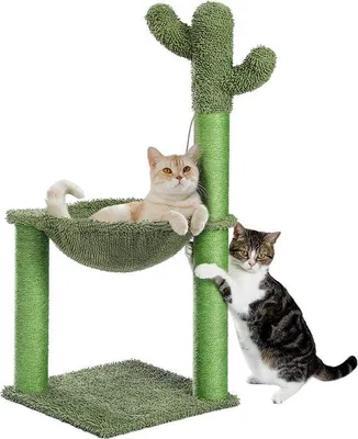 Produktbild von Famanu Kratzbaum mit Hängematte - Grüne Hängematte mit Ball - H: 91 cm