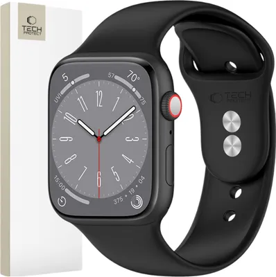 Produktbild von Tech-Protect Silikon Apple Watch 4 / 5 / 6 / 7 / 8 / 9 / Se (38 / 40 / 41 Mm) Schwarz