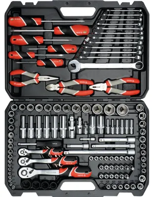 Immagine prodotto di Set di utensili da 1/4", 3/8" e 1/2", 129 pezzi.