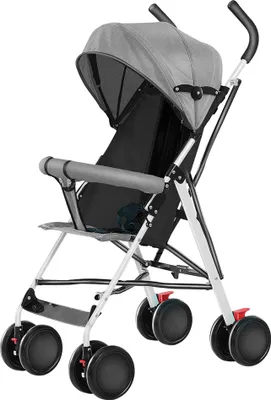 Produktbild von Buggy Kinderwagen zusammenklappbar Leicht 0-4 Jahre mit Regenschutz grau
