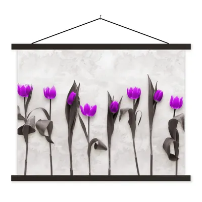 Produktbild von MuchoWow® Textilposter Blumen - Tulpen - Lila 40x30 cm mit schwarzem Rahmen - Dekorationen