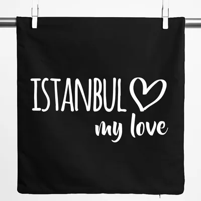 Produktbild von Huuraa Kissenbezug Istanbul my love 40x40cm Black Baumwolle Dekokissenbezug Geschenkidee