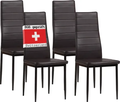 Produktbild von Albatros Esszimmerstühle MILANO 4er Set, Braun - Polsterstuhl mit Kunstleder-Bezug, Modernes Stilvolles Design am Esstisch - Küchenstuhl oder Stuhl Esszimmer mit hoher Belastbarkeit: 110kg