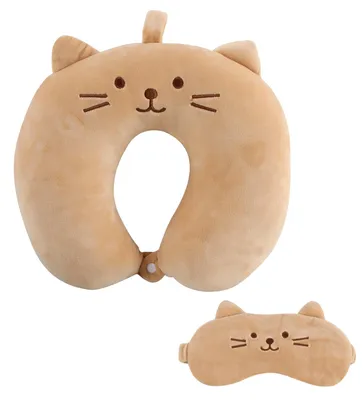 Imagen del producto de Almohada de viaje para niños, con soporte para el cuello, incluye antifaz, ligera, ideal para viajes en avión