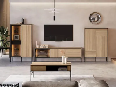 Obrázek produktu pro Sestava nábytku do obývacího pokoje ANACORTES - dub + LED osvětlení
