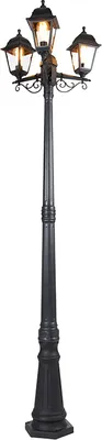 Produktbild von Qazqa Klassisch außen Laterne für den Garten - Capital - Schwarz, max. 15W, Geeignet für LED, 216cm, IP44, 3-flammig