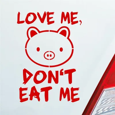Produktbild von Auto Aufkleber Love me Schwein Tier Vegetarier Vegan 12x8,5 cm Rot Sticker Heckscheibenaufkleber