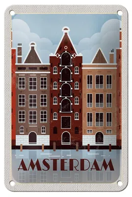 Produktbild von Blechschild Reise 12x18cm Amsterdam Reiseziel Geschenk Dekoration