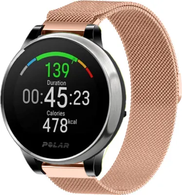 Produktbild von Strap-it Milanese Armband - Kompatibel mit Polar Grit X Armband Ersatzarmband Edelstahl Armband mit Magnetverschluss Sportuhr zubehör für smartwatch 22mm Armband Rosa Gold