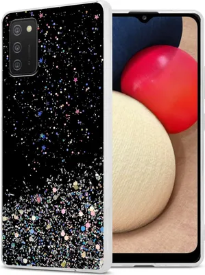 Zdjęcie produktu dla Etui Cadorabo do Samsung Galaxy A02s w kolorze czarnym z brokatem Etui ochronne wykonane z elastycznego silikonu TPU z błyszczącym brokatem Etui Etui na telefon komórkowy