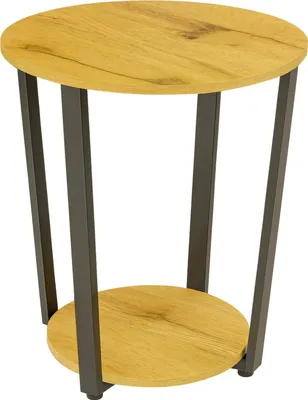 Produktbild von BEGRYF Beistelltisch rund 52 cm Eichefarben Ø46 cm, Couchtisch mit Ablage Ø32 cm,Metallgestell