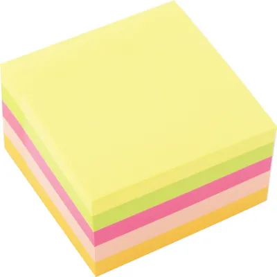 Produktbild von D.RECT 450 Blatt Haftnotizwürfel Selbstklebende Haftnotizzettel 75x75mm Neon