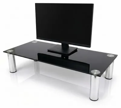 Produktbild von Mucola TV-Aufsatz Glas Fernseherhöhung Glasaufsatz TV-Rack Ständer Bildschirm Regal Erhöhung - Schwarz 100 cm