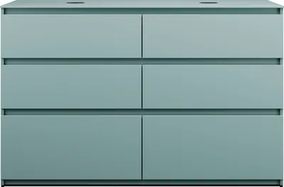 Image de burgbad Lin20 meuble sous-lavabo avec plan de toilette, 2 vasques, 6 tiroirs, 1402x552x900mm, SGRD140F5395