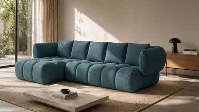 Produktbild von Kaiser Möbel Ecksofa L-Form, Chenillestoff Puente, Petrol, Links, SEVIO L