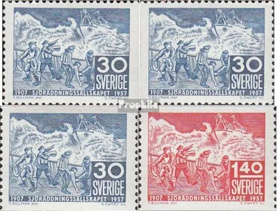 Produktbild von Briefmarken Schweden 1957 Mi 421A,Dl,Dr,422A (kompl.Ausg.) postfrisch 50 J. GZRS