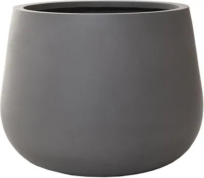 Image de VIVANNO Pot de fleurs en fibre de verre GIRAR Rond, gris béton Design béton - 49x37 cm