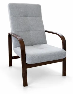 Zdjęcie produktu dla Fotel Nordic Comfort wypoczynkowy salon drewno orzech materia szary M24