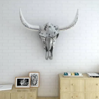 Obrázek produktu pro vidaXL Nástěnná dekorace Bull Head Silver Aluminium