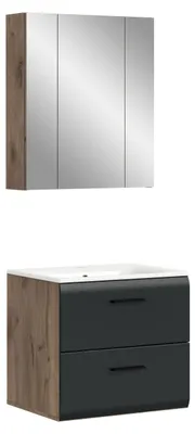 Produktbild von Bad Set Ice 3 | 2-teilig | Nox Oak / schwarz matt | ohne