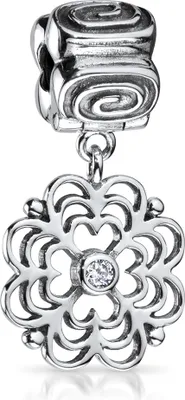 Produktbild von MATERIA by Matthias Wagner Dangle Bead Stopper Clip 925 Silber Blume antik mit Zirkonia 135