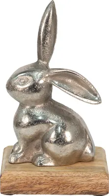 Produktbild von Clayre & Eef Figur Kaninchen 11x10x20 cm Silberfarbig Aluminium